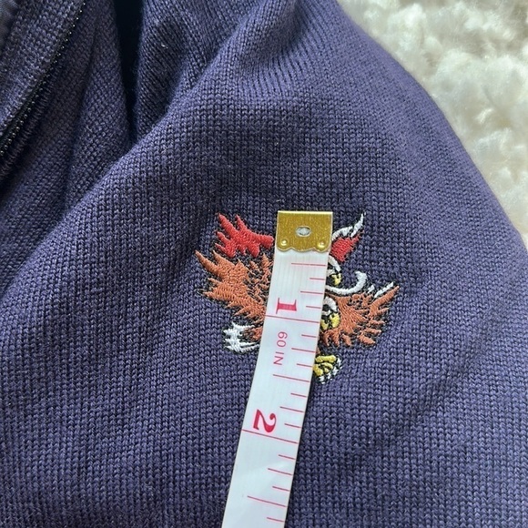 Fairway & Greene Abbey merino wool windsweater zip up turtleneck navy sweater - Picture 7 of 8